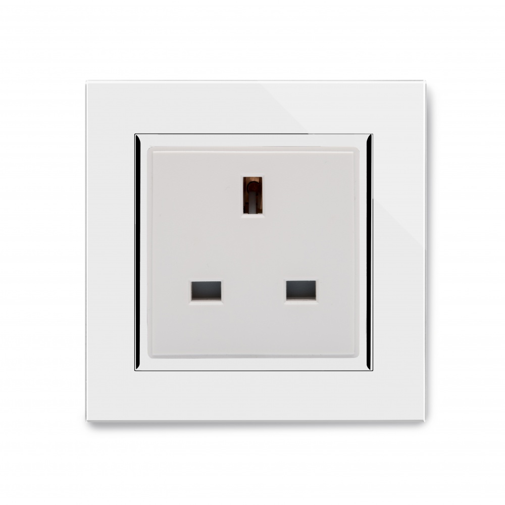 Crystal CT Single 13A UK Unswitched Socket White RetroTouch Designer Light Switches & Plug Sockets